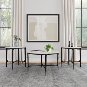 Hermas White and Black 3-Piece Round Marble Coffee and End Table Set by Coaster at Eve Furniture