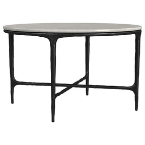 Hermas White Round Genuine Marble Top Metal Coffee Table by Coaster at Eve Furniture