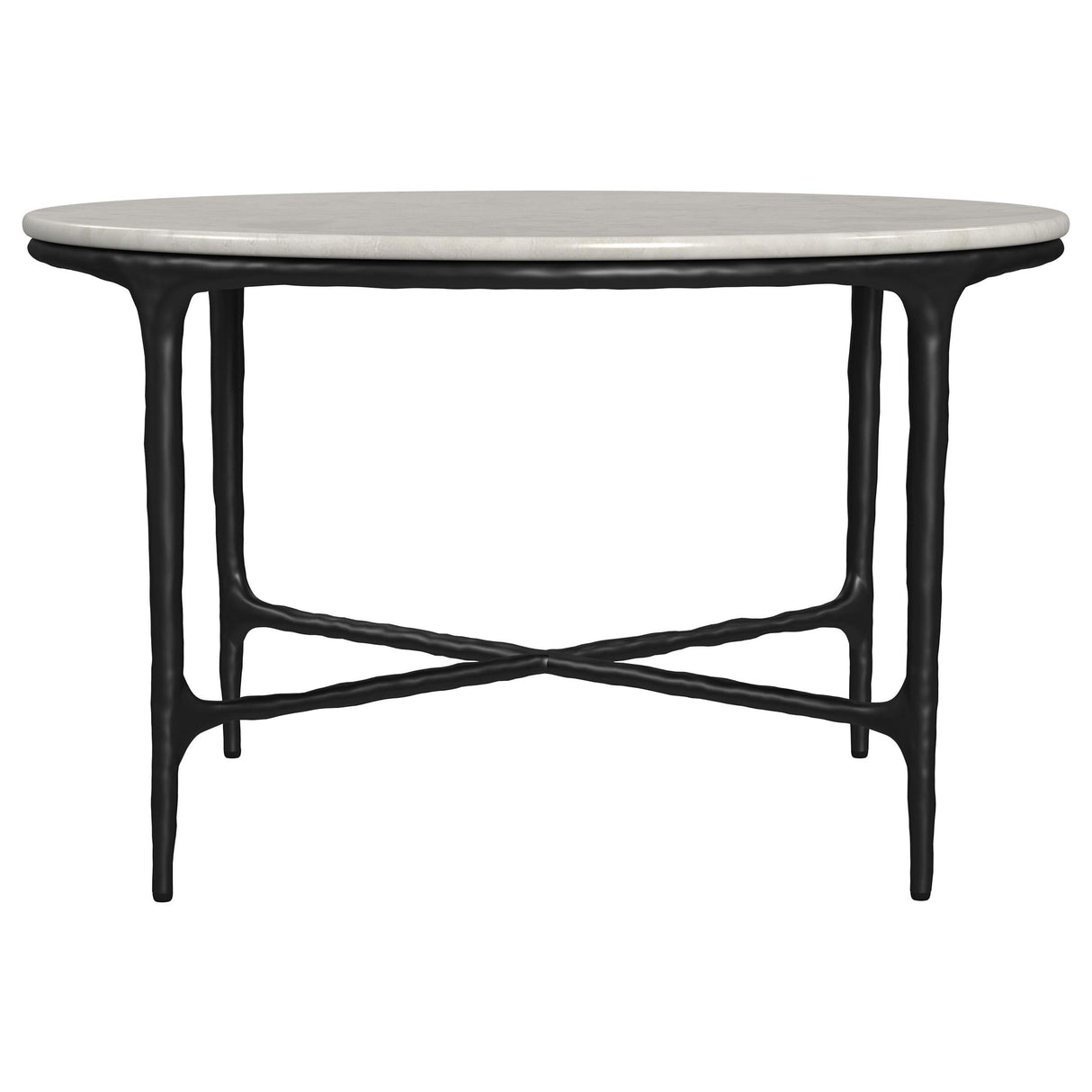 Hermas White Round Genuine Marble Top Metal Coffee Table by Coaster at Eve Furniture
