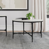 Hermas White Round Genuine Marble Top Metal Coffee Table by Coaster at Eve Furniture