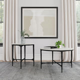 Hermas White Round Genuine Marble Top Metal End Table by Coaster at Eve Furniture