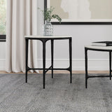 Hermas White Round Genuine Marble Top Metal End Table by Coaster at Eve Furniture