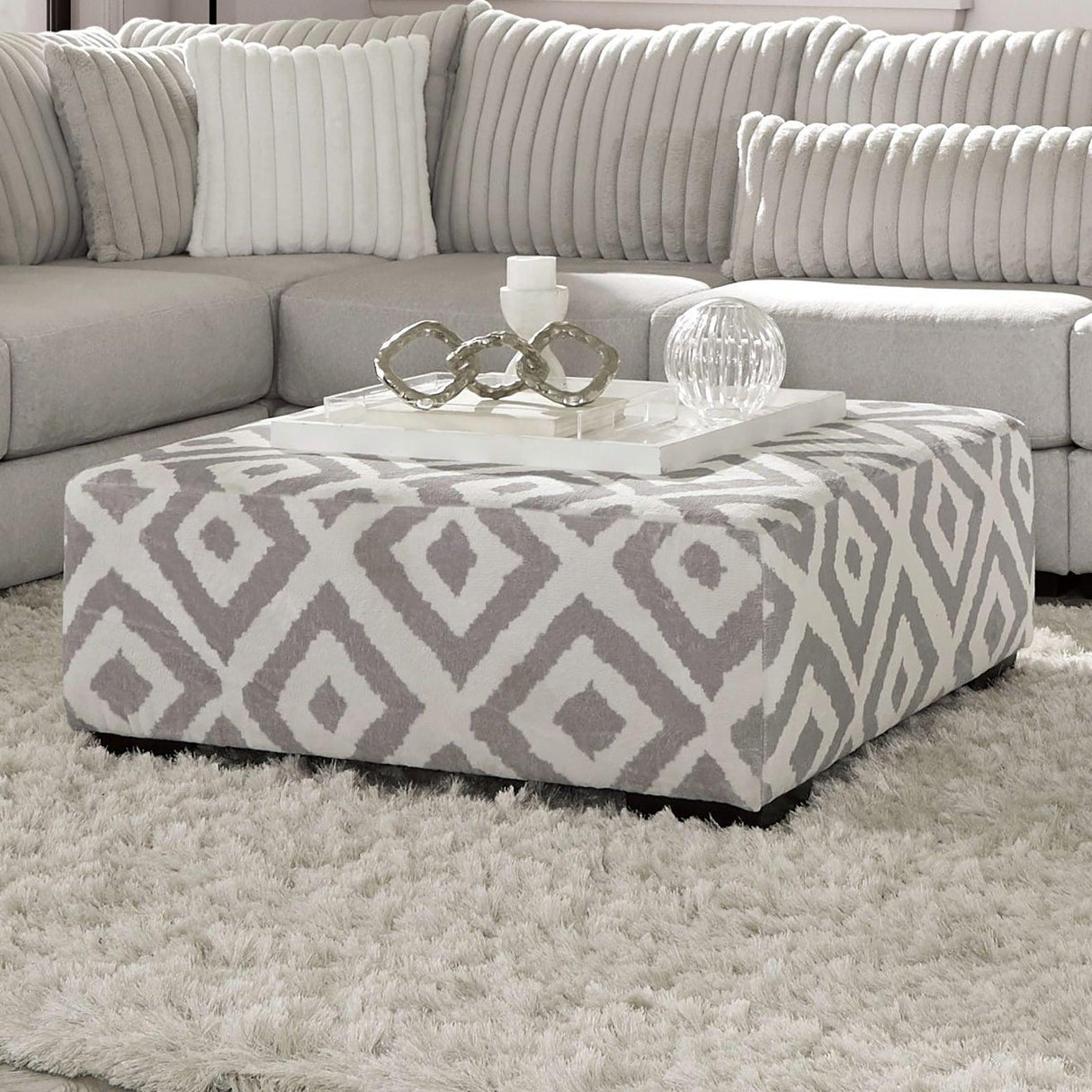Hermiston Gray Ottoman by Furniture of America at Eve Furniture