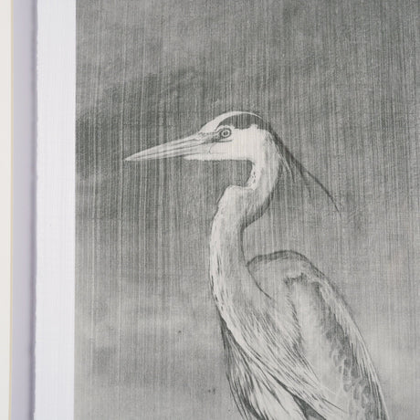Heron Sketch by Mercana Studio a Hand Embellished Framed Art Print Matted under Glass by Mercana at Eve Furniture