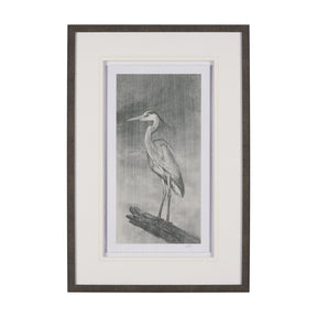 Heron Sketch by Mercana Studio a Hand Embellished Framed Art Print Matted under Glass by Mercana at Eve Furniture