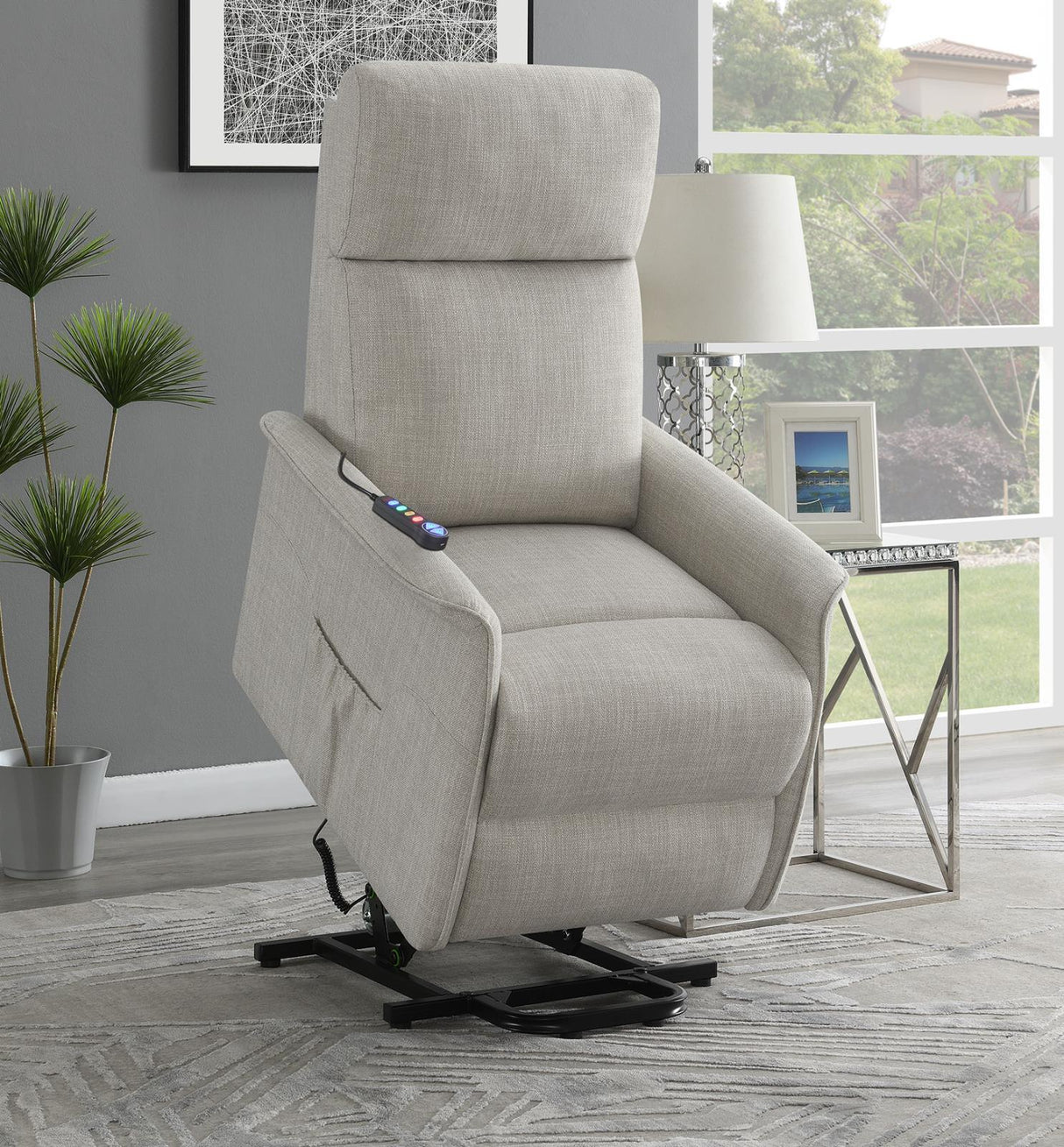 Herrera Beige Power Lift Recliner with Wired Remote by Coaster at Eve Furniture