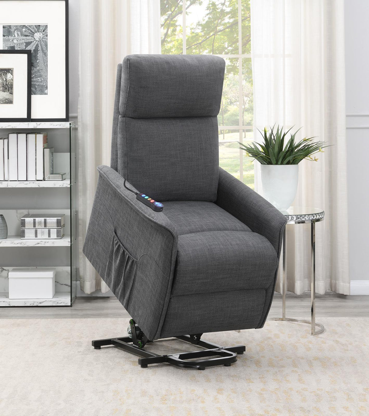 Herrera Charcoal Power Lift Recliner with Wired Remote by Coaster at Eve Furniture