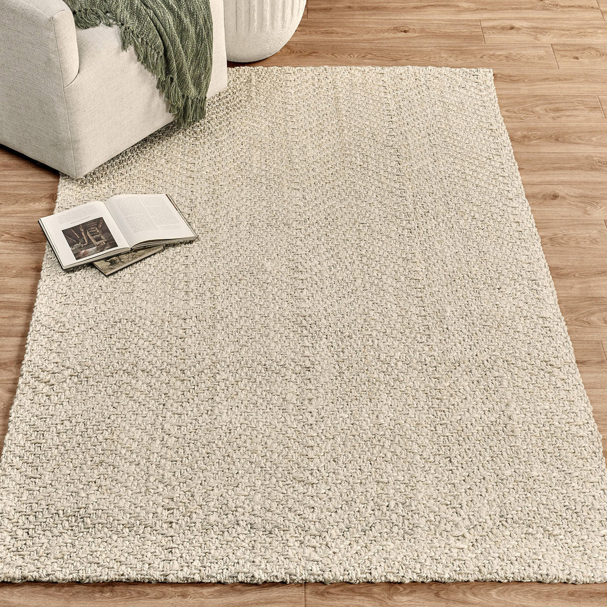 Herringbone Ivory Rug by Classic Home at Eve Furniture