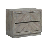 Herringbone Solid Wood Two Drawer Nightstand in Rustic Latte by Modus Furniture at Eve Furniture