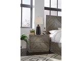 Herringbone Solid Wood Two Drawer Nightstand in Rustic Latte by Modus Furniture at Eve Furniture