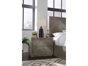 Herringbone Solid Wood Two Drawer Nightstand in Rustic Latte by Modus Furniture at Eve Furniture
