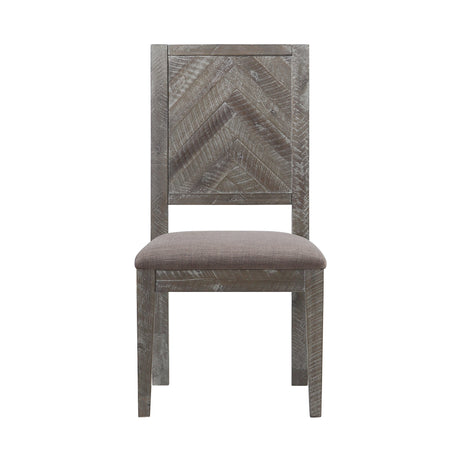 Herringbone Solid Wood Upholstered Dining Chair in Rustic Latte (Set of 2) by Modus Furniture at Eve Furniture