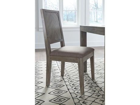 Herringbone Solid Wood Upholstered Dining Chair in Rustic Latte (Set of 2) by Modus Furniture at Eve Furniture