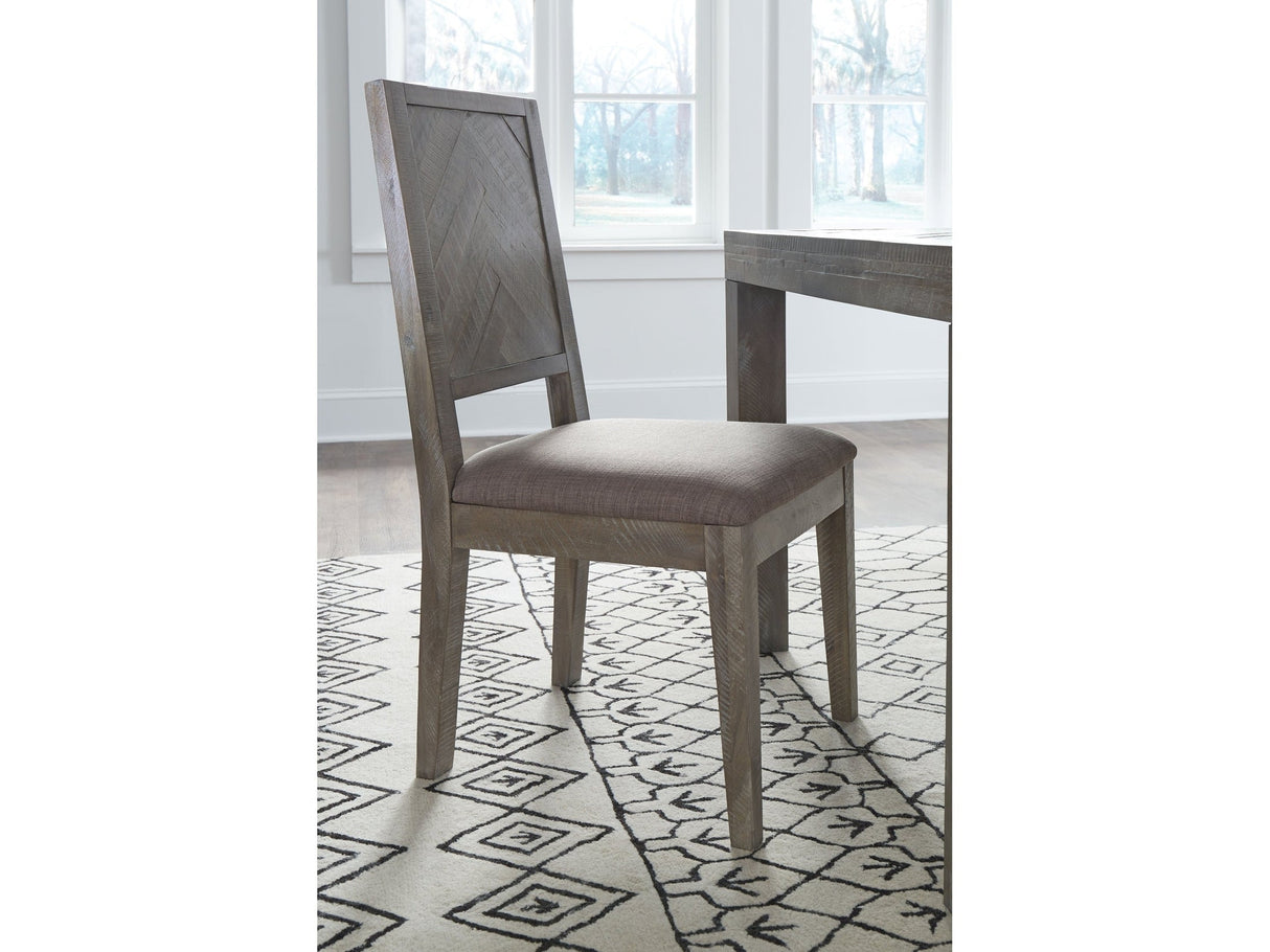 Herringbone Solid Wood Upholstered Dining Chair in Rustic Latte (Set of 2) by Modus Furniture at Eve Furniture