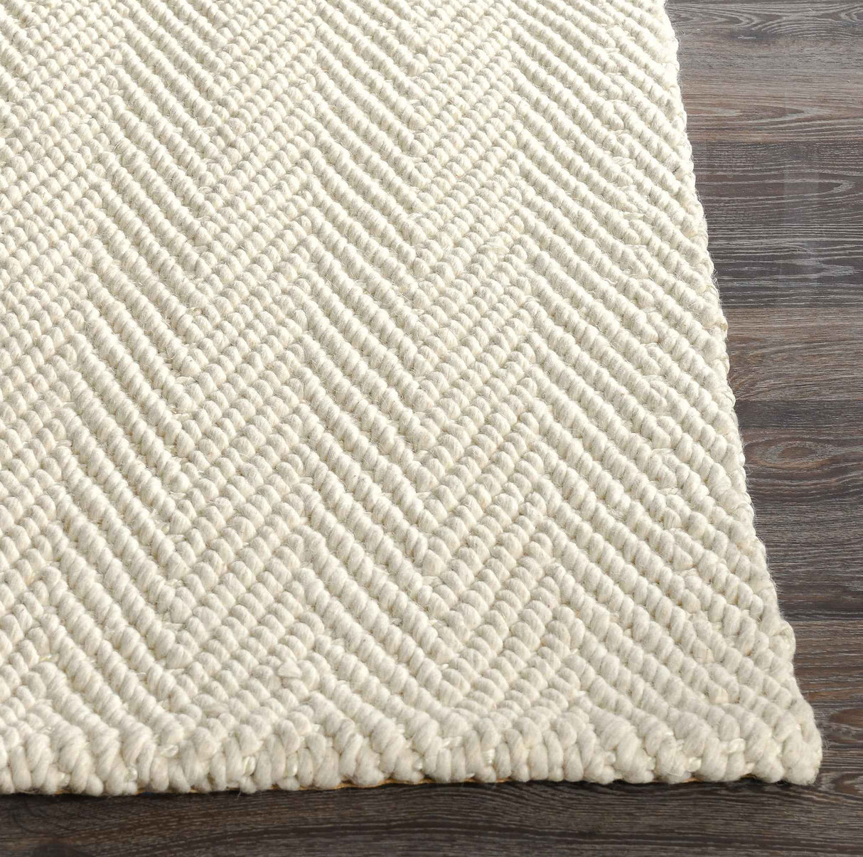 Herringbone Wool/Jute Ivory Rug by Classic Home at Eve Furniture