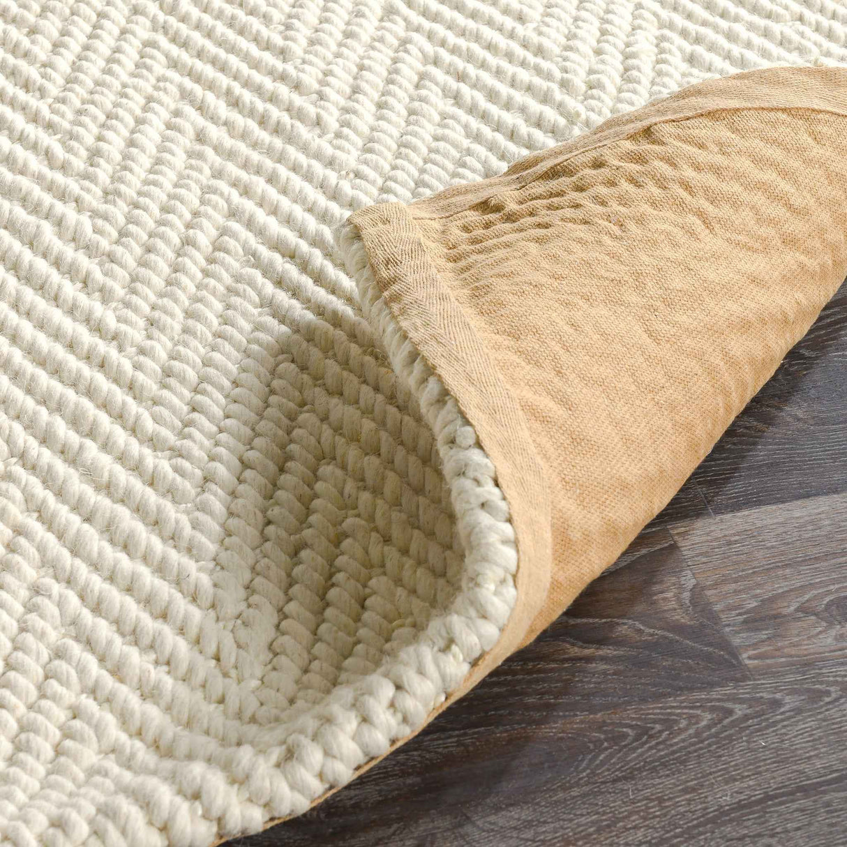 Herringbone Wool/Jute Ivory Rug by Classic Home at Eve Furniture