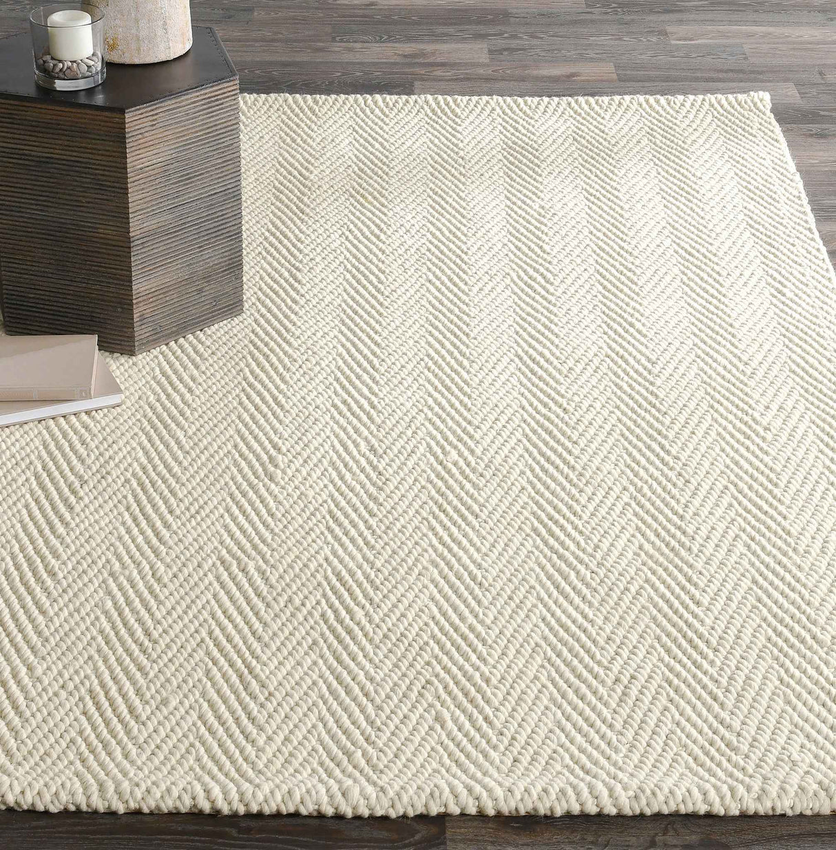 Herringbone Wool/Jute Ivory Rug by Classic Home at Eve Furniture