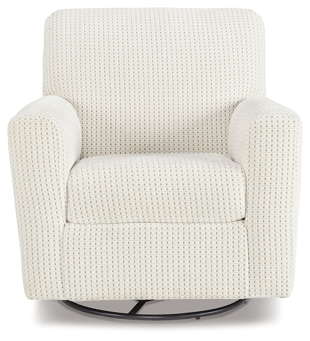 Herstow Ivory Swivel Glider Accent Chair