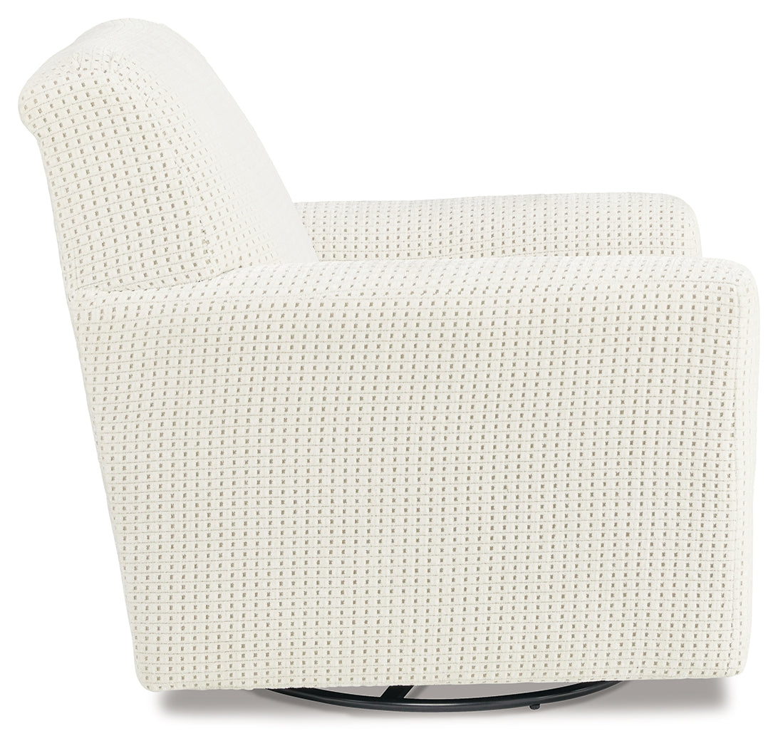 Herstow Ivory Swivel Glider Accent Chair