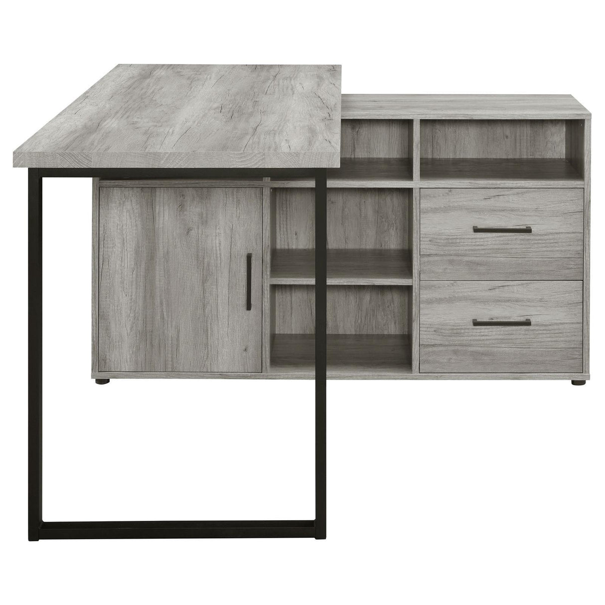 Hertford Gray Driftwood L-shape Office Desk with Storage by Coaster at Eve Furniture