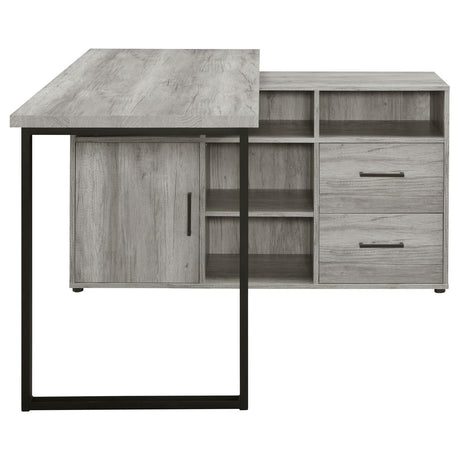 Hertford Gray Driftwood L-shape Office Desk with Storage by Coaster at Eve Furniture