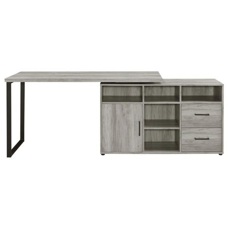 Hertford Gray Driftwood L-shape Office Desk with Storage by Coaster at Eve Furniture