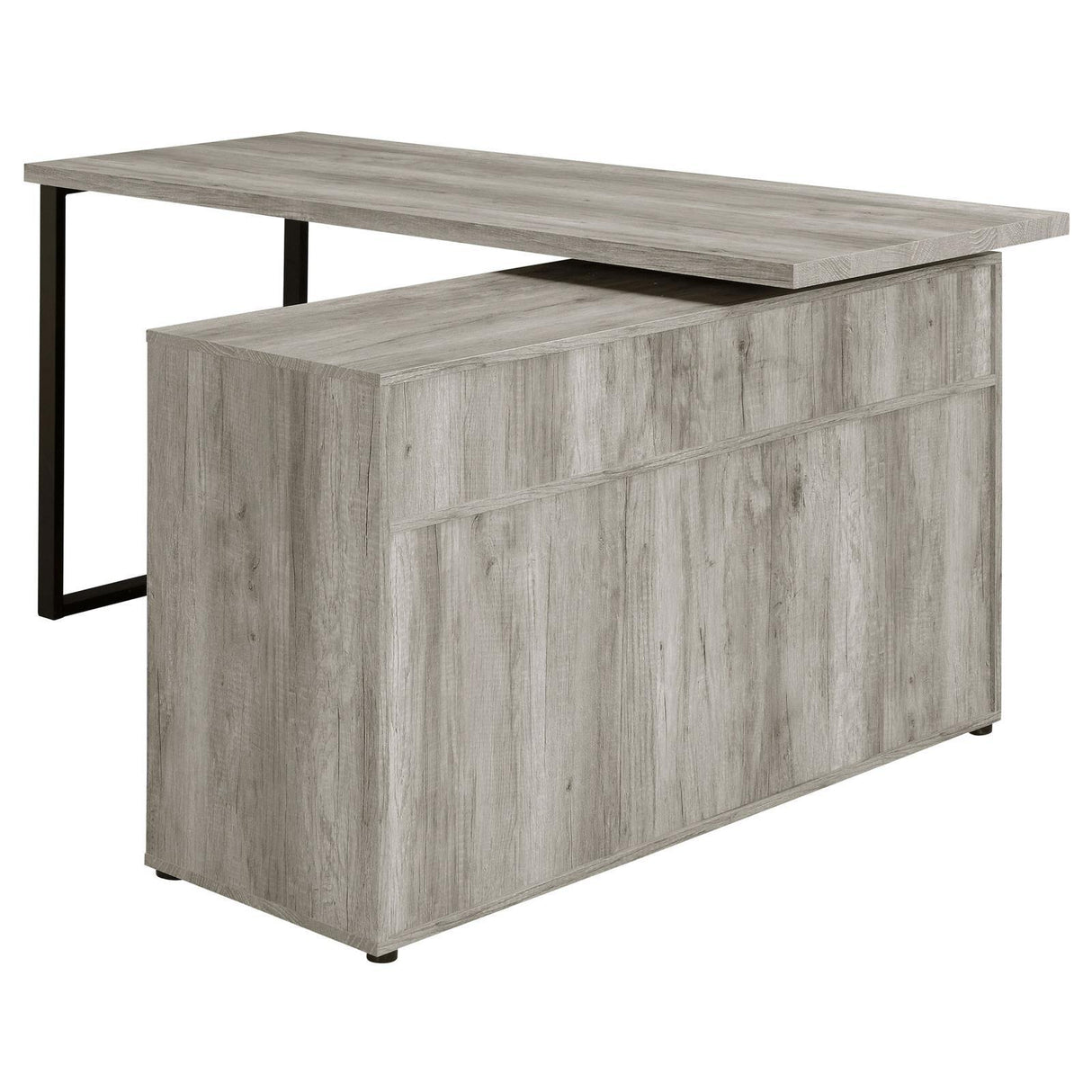 Hertford Gray Driftwood L-shape Office Desk with Storage by Coaster at Eve Furniture