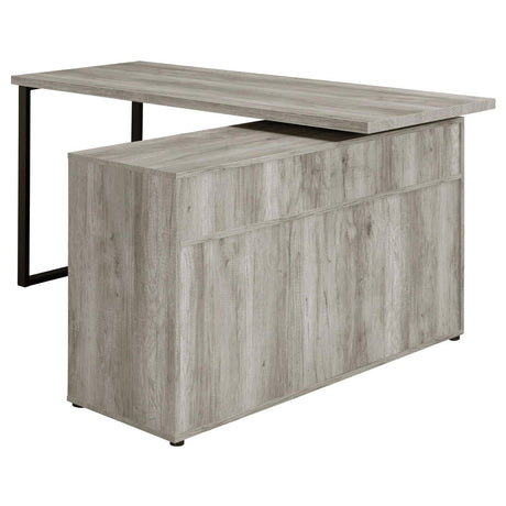 Hertford Gray Driftwood L-shape Office Desk with Storage by Coaster at Eve Furniture