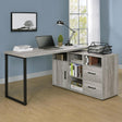 Hertford Gray Driftwood L-shape Office Desk with Storage by Coaster at Eve Furniture