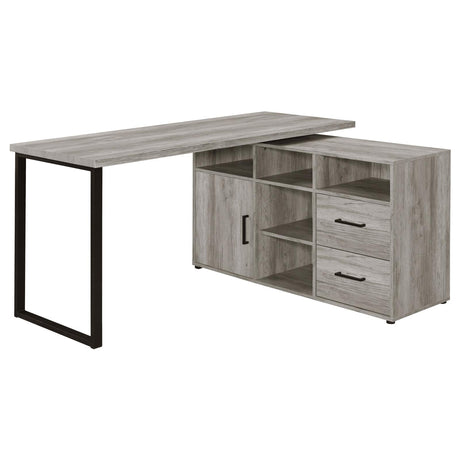 Hertford Gray Driftwood L-shape Office Desk with Storage