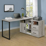 Hertford Gray Driftwood L-shape Office Desk with Storage