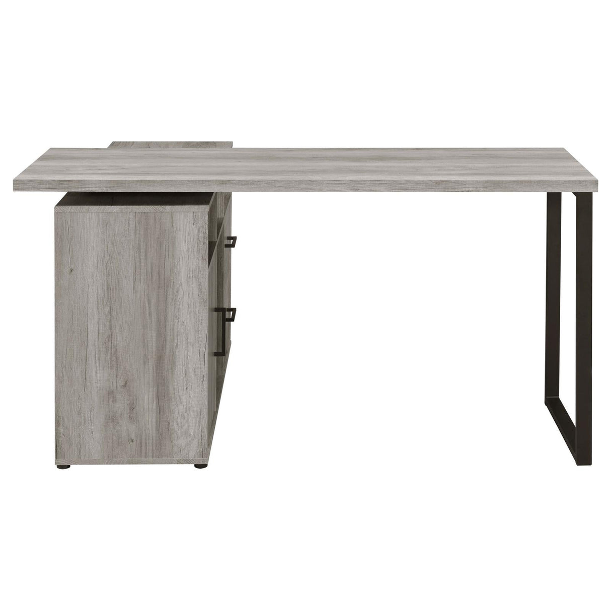 Hertford Gray Driftwood L-shape Office Desk with Storage