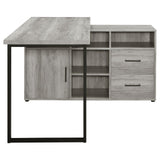 Hertford Gray Driftwood L-shape Office Desk with Storage