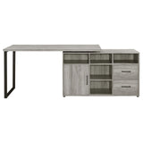 Hertford Gray Driftwood L-shape Office Desk with Storage