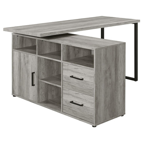 Hertford Gray Driftwood L-shape Office Desk with Storage by Coaster at Eve Furniture