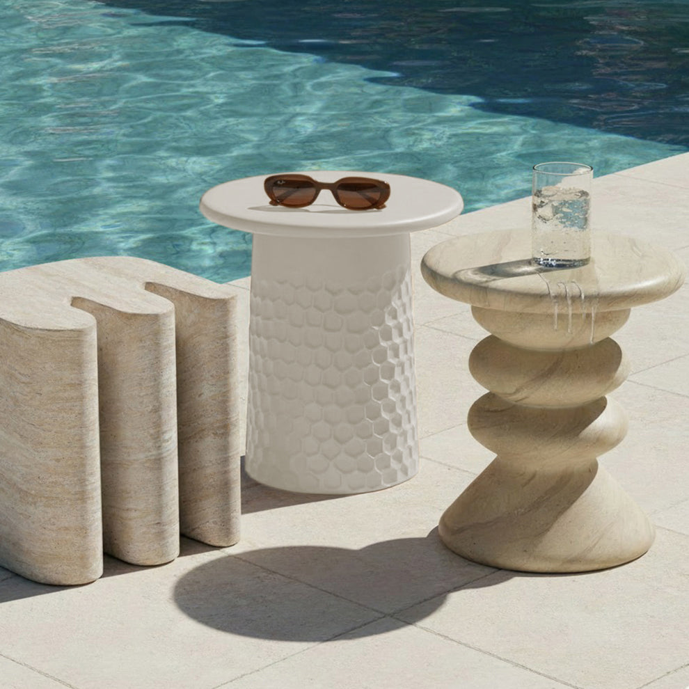 Hessa Indoor/Outdoor Concrete Chiseled Side Table by TOV Furniture at Eve Furniture