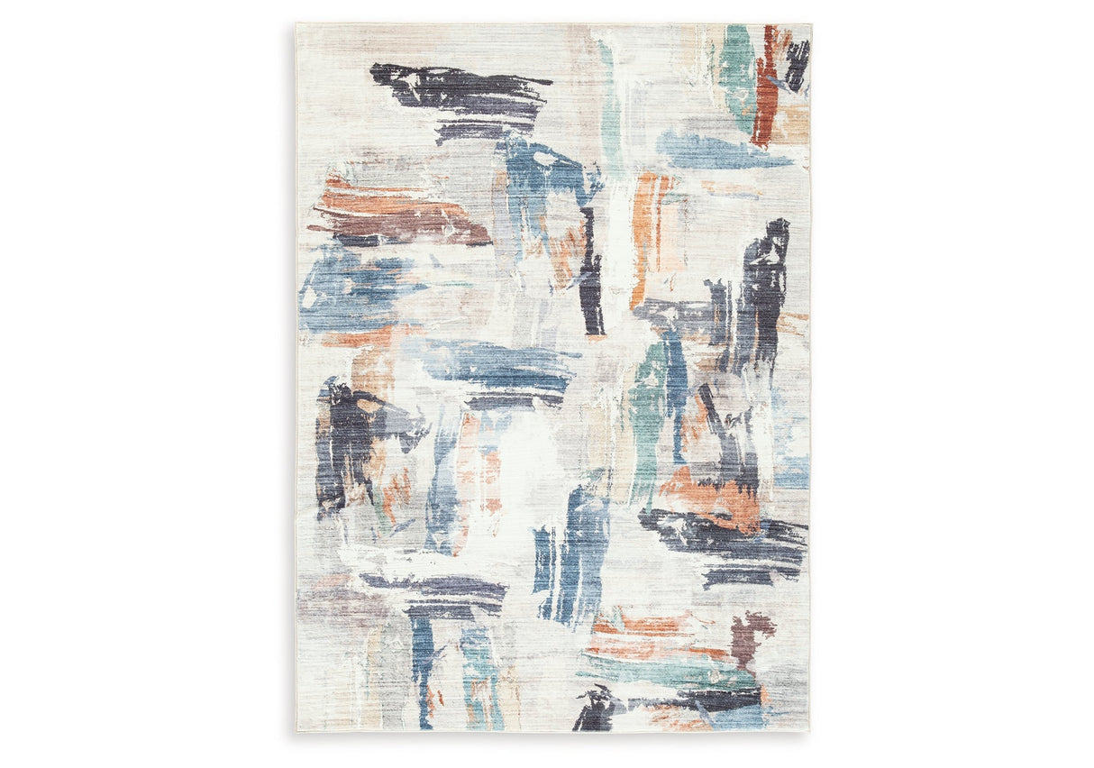 Hessland Multi Washable Medium Rug by Ashley at Eve Furniture