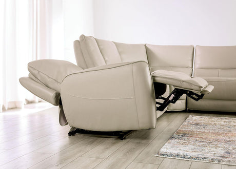 Hestia Beige Leather Modular Power Reclining Sectional by Furniture of America at Eve Furniture