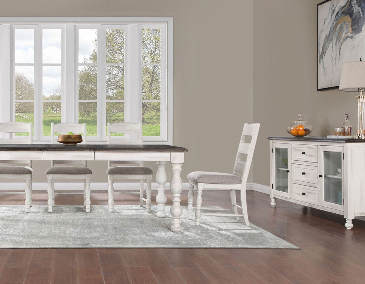 Heston Weathered White Dining Room Set by Steve Silver at Eve Furniture