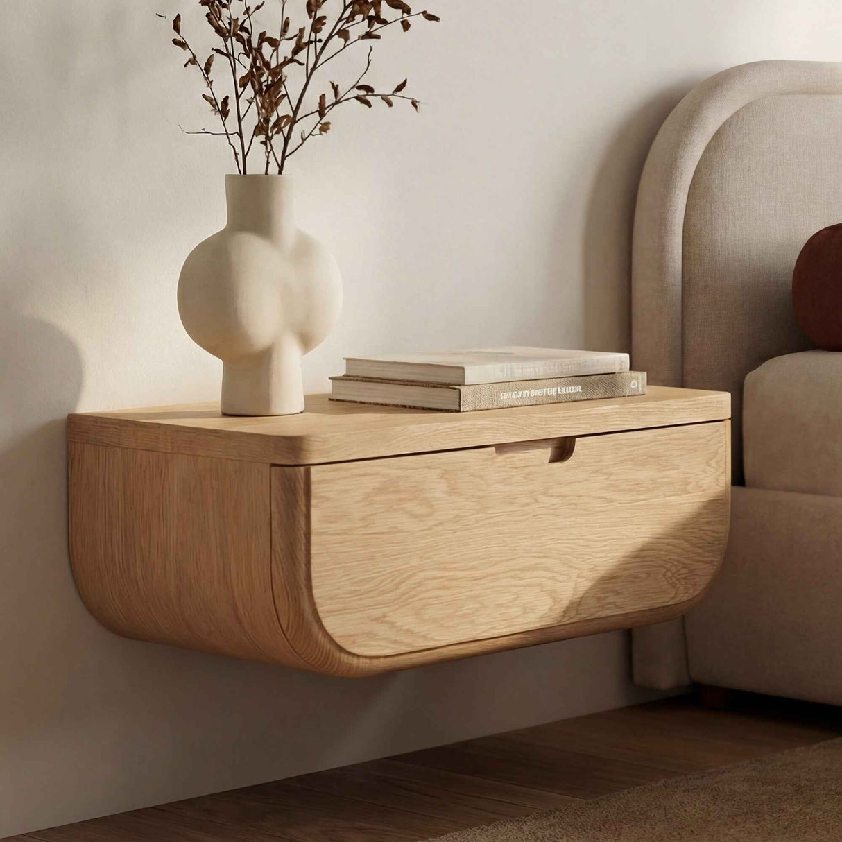 Hettie Natural Floating Nightstand by Moe's Home at Eve Furniture