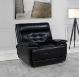 Hewitt Black Leather Upholstered Dual Power Recliner Chair by Coaster at Eve Furniture