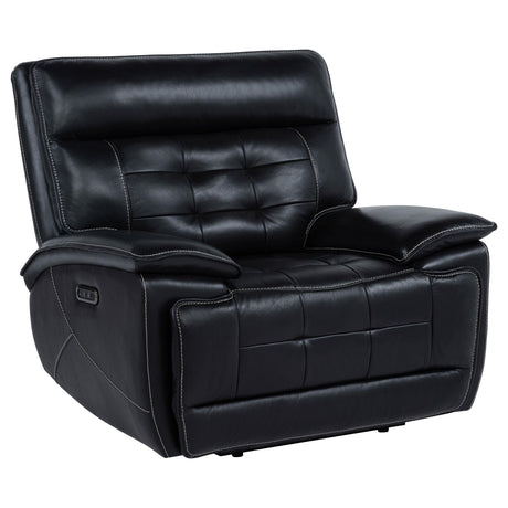 Hewitt Black Leather Upholstered Dual Power Recliner Chair by Coaster at Eve Furniture