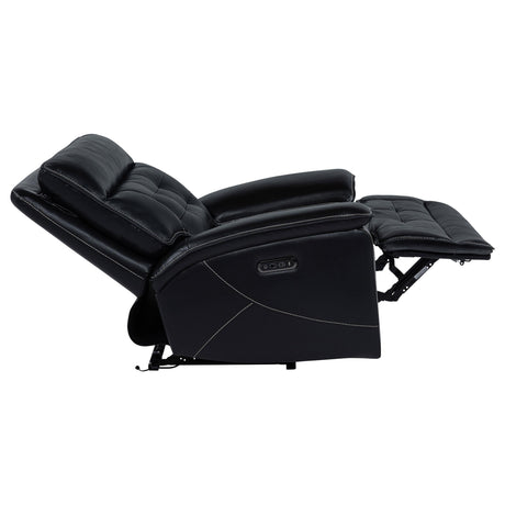 Hewitt Black Leather Upholstered Dual Power Recliner Chair by Coaster at Eve Furniture