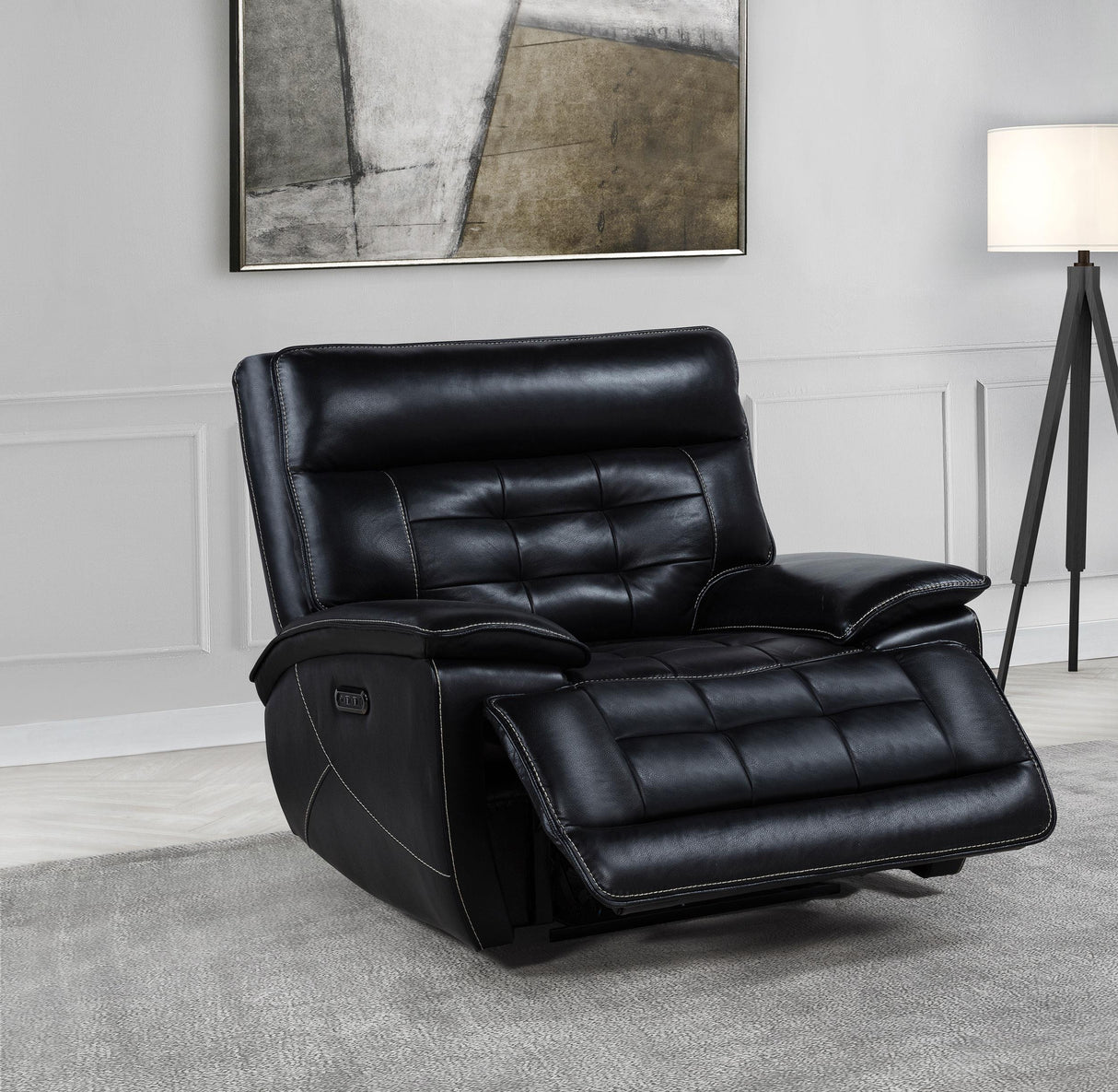 Hewitt Black Leather Upholstered Dual Power Recliner Chair by Coaster at Eve Furniture