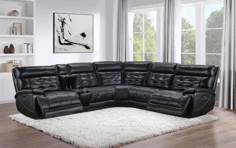 Hewitt Black Leather Upholstered Power Reclining Sectional by Coaster at Eve Furniture