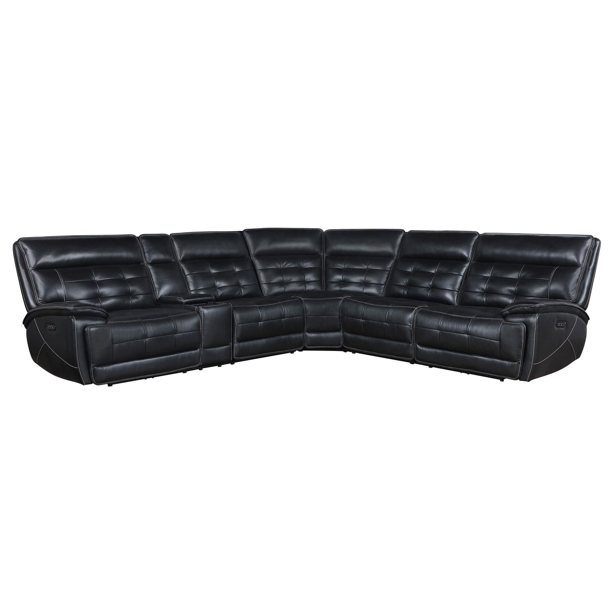 Hewitt Black Leather Upholstered Power Reclining Sectional by Coaster at Eve Furniture