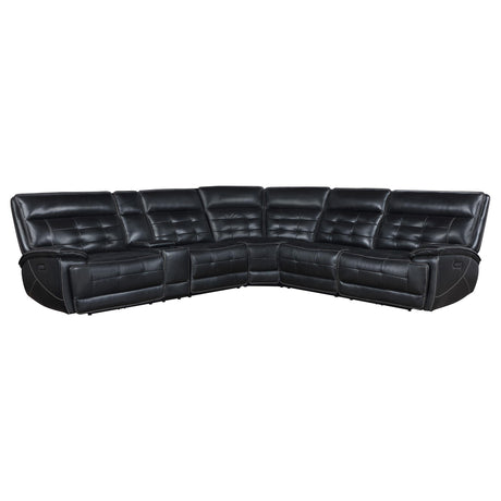 Hewitt Black Leather Upholstered Power Reclining Sectional by Coaster at Eve Furniture