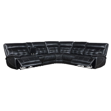 Hewitt Black Leather Upholstered Power Reclining Sectional by Coaster at Eve Furniture