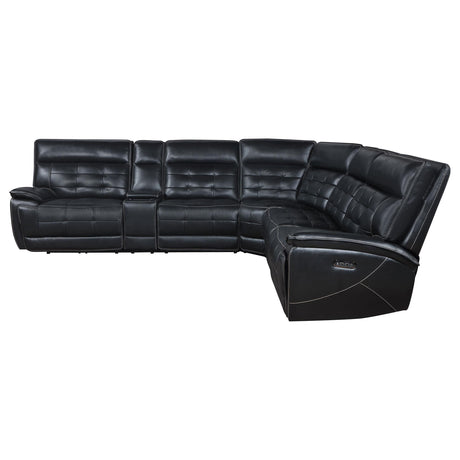 Hewitt Black Leather Upholstered Power Reclining Sectional by Coaster at Eve Furniture