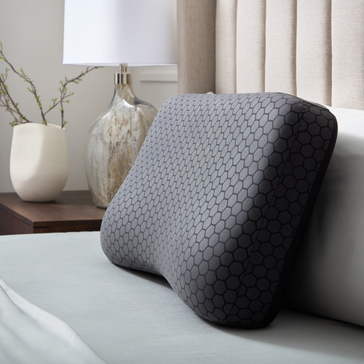 HexCurve Black King Pillow by Malouf at Eve Furniture